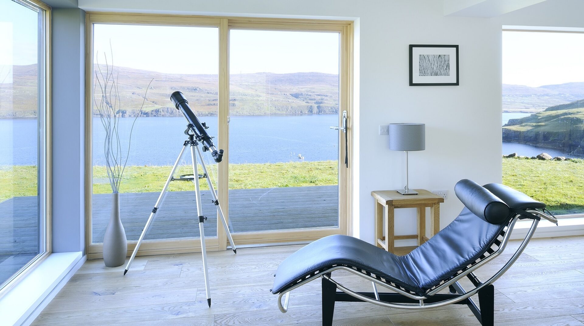 Living room with telescope 1920 x 1060 px